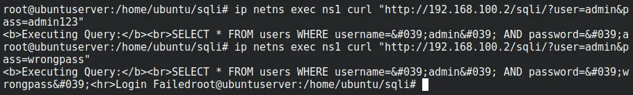 Valid credentials return Login Successful, invalid return Login Failed