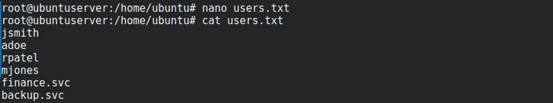 users.txt containing the target usernames