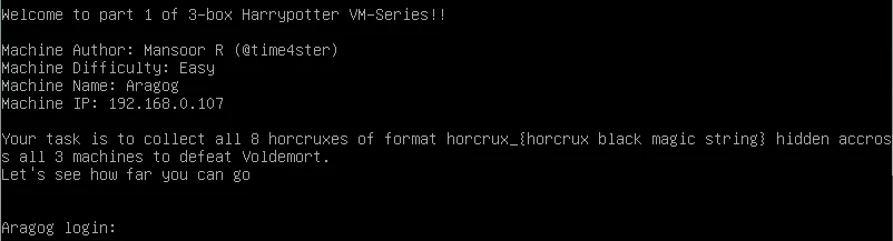 Aragog VM booted from Vulnhub