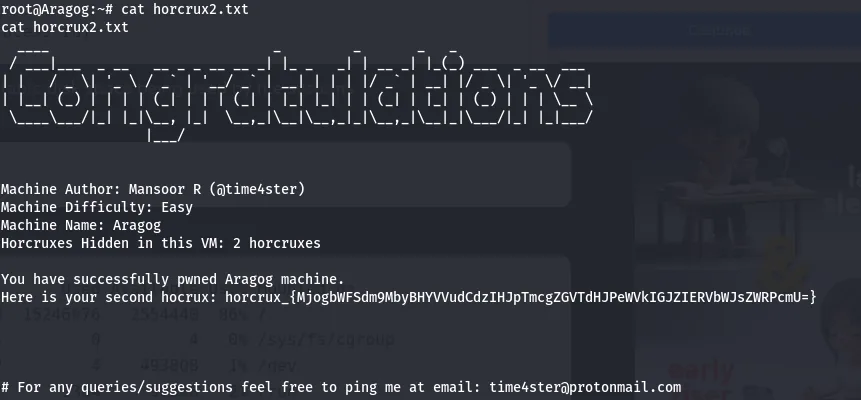 horcrux2.txt root flag completing the box
