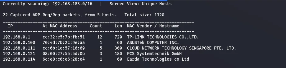 nmap scan of the target