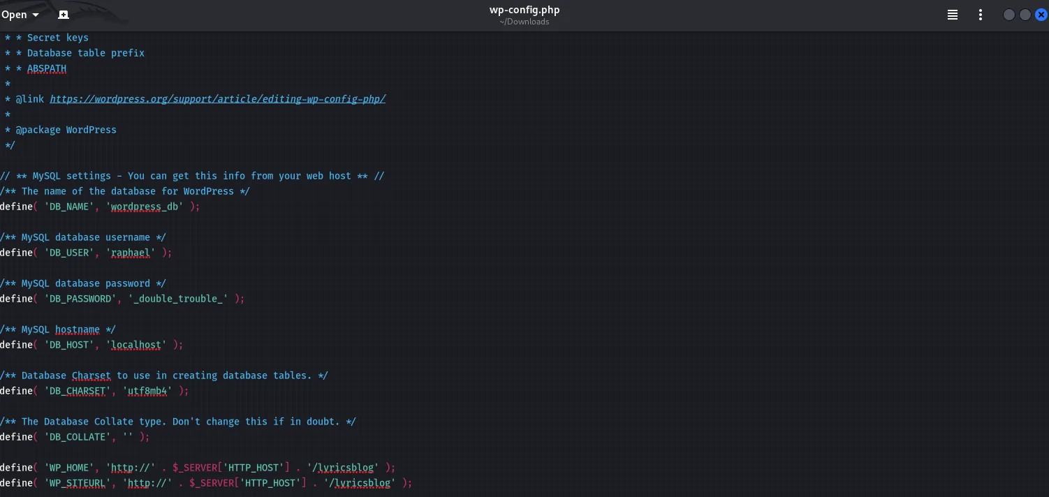 Browsing to wp-config.php with the plugin