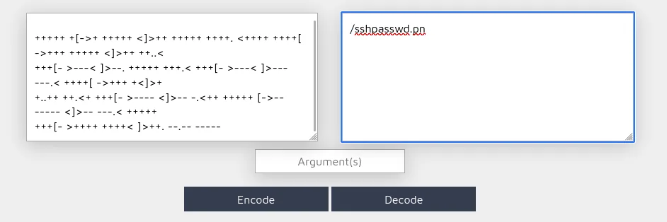 Decoded output giving the /sshpasswd.pn path