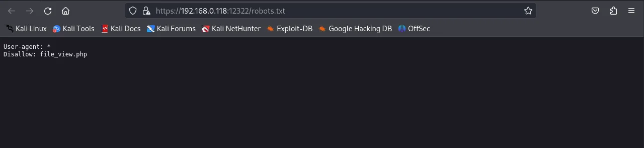 robots.txt discovered by dirb