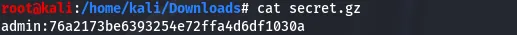 The secret file revealed as a hash