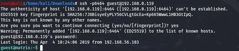 SSH login as guest on port 6466