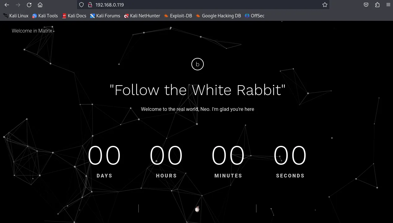 Web page instructing to follow the white rabbit